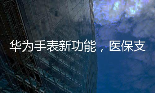 華為手表新功能，醫(yī)保支付便捷化，開啟智能穿戴新時(shí)代