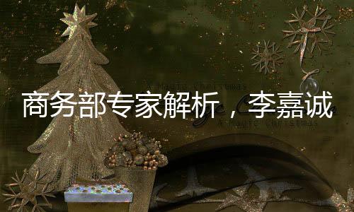 商務(wù)部專家解析，李嘉誠在商不言商