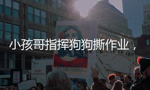小孩哥指揮狗狗撕作業(yè)，笑容藏不住的歡樂瞬間